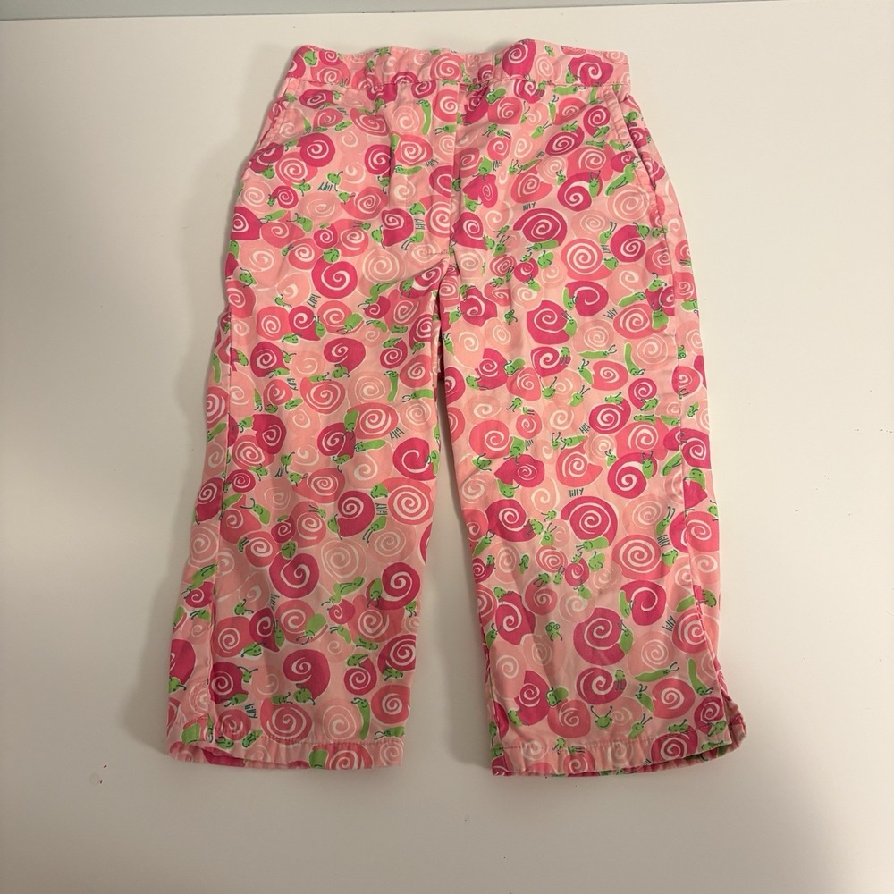 Lilly Pulitzer Pants Girls 4 Escargot Snail Print Pink Vintage